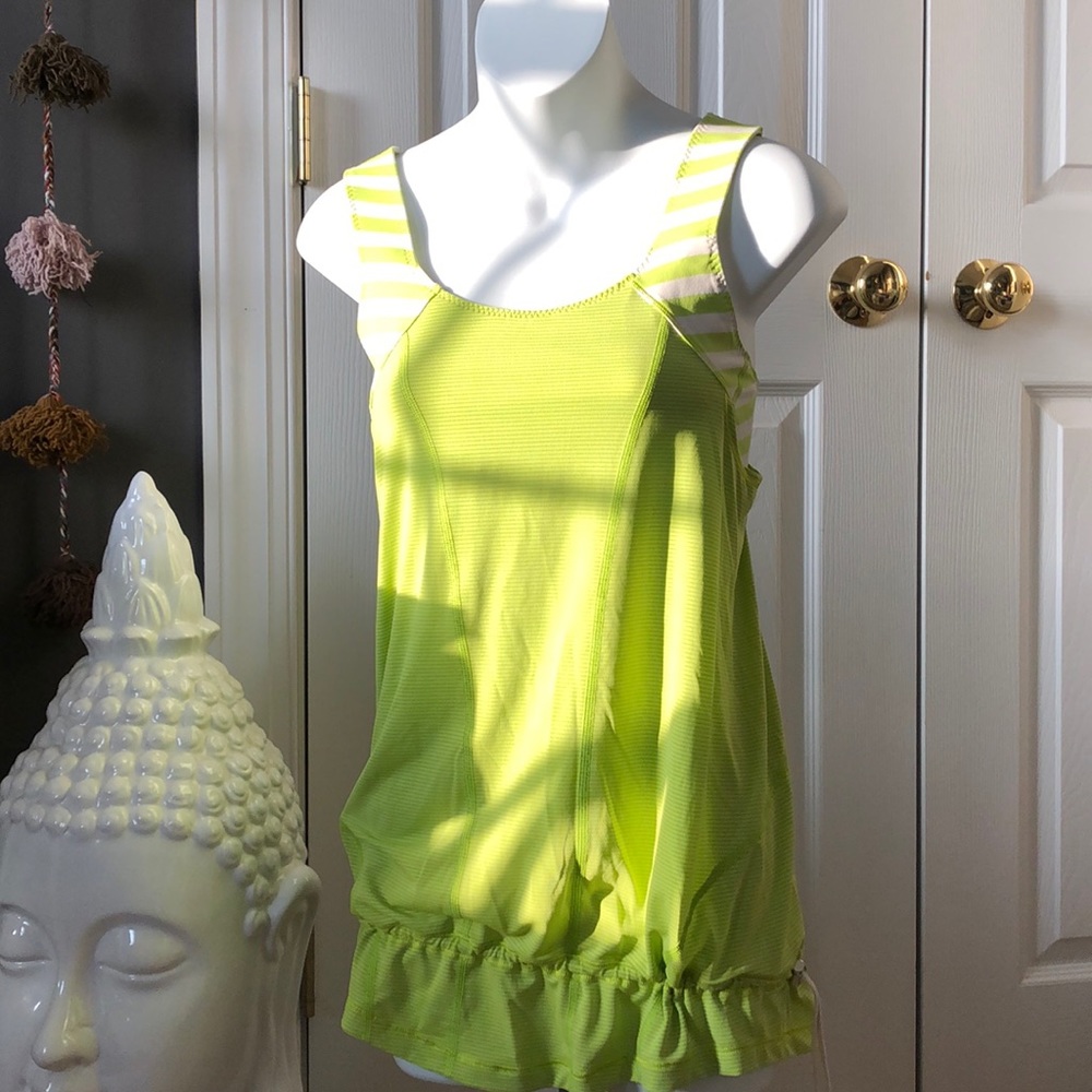 Lululemon Sea Wheeze Run Singlet Lime/Wht 6